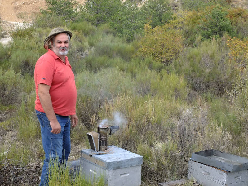 Imker und seine Bienenstöcke im Hinterland der Provence